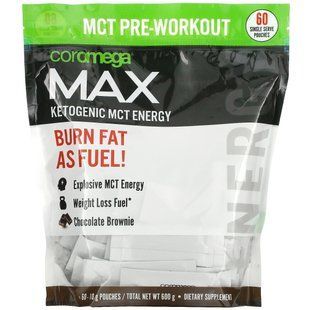 Coromega, Max Ketogenic MCT Energy, chocolate brownie, 60 packets per serving (10 g) each