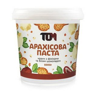 Арахісова Паста TOM peanut butter 1 kg кранч з фініками та білим шоколадом купить в Киеве и Украине