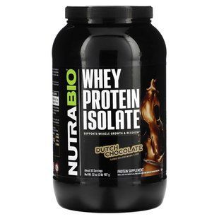 100% Isolate Whey Protein, Dutch Chocolate, NutraBio Labs, 907 g