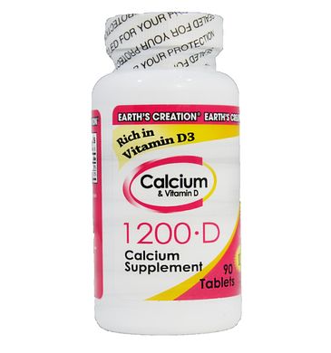 Кальцій з вітаміном Д3 Earth`s Creation (Calcium 1200 with Vitamin D 800 IU) 1200 мг/20 мкг 90 таблеток