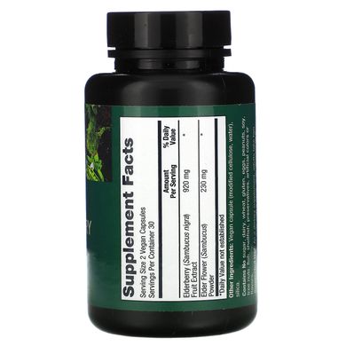 Веганська чорна бузина, Vegan Black Elderberry, PlantFusion, 1150 мг, 60 веганських капсул