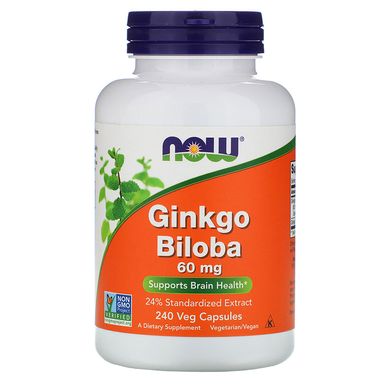 Гинкго Билоба Now Foods (Ginkgo Biloba) 60 мг 240 капсул купить в Киеве и Украине