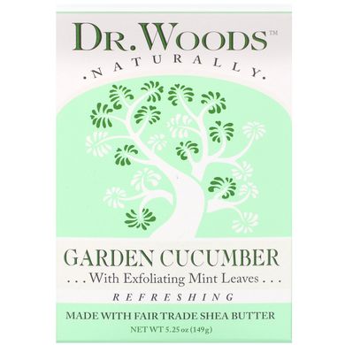 Мило з сирою олією ши, садовий огірок, Dr Woods, 5,25 унцій (149 г)