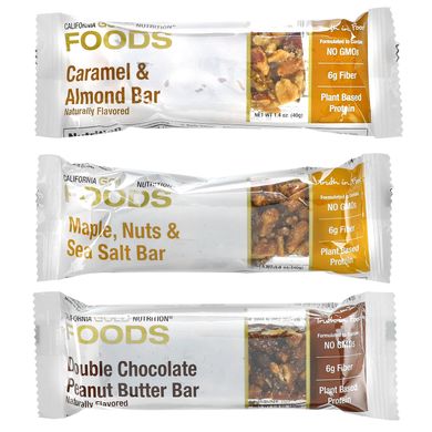 Батончики 3 смаки California Gold Nutrition (Foods Sample Snack Bar Pack) 3 батончики по 40 г