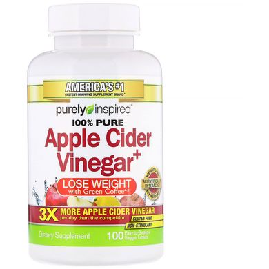 Яблучний оцет, Apple Cider Vinegar +, Purely Inspired, 100 таблеток