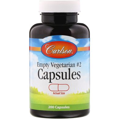 Порожні рослинні капсули #2 Carlson Labs (Empty Vegetarian #2 Capsules) 200 шт