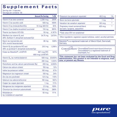 Мультивітаміни та мінерали без заліза Pure Encapsulations (Nutrient 950 w/o Iron) 180 капсул