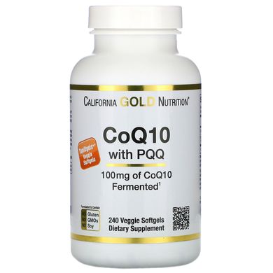 Коэнзим Q10 с PQQ California Gold Nutrition (CoQ10 with PQQ) 100 мг/10 мг 240 вегетарианских капсул купить в Киеве и Украине