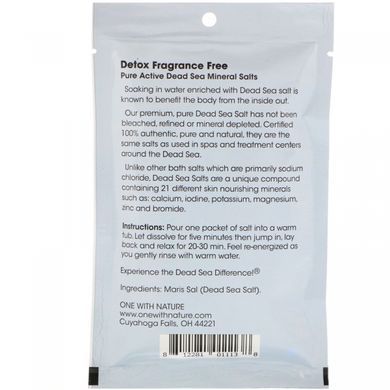 Мінеральна сіль для ванни детоксикація One with Nature (Mineral Salts) 70 г