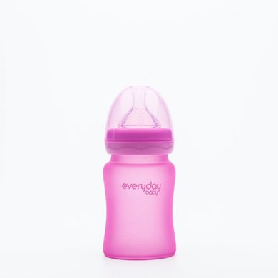 Скляна термочутлива дитяча пляшечка, малиновий, 150 мл, Everyday Baby, 1 шт