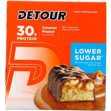Detour Whey Protein Bar 12 bars with peanut and caramel flavor