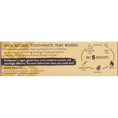Паста Earthpaste, Удивительная натуральная зубная паста с корицей, Redmond Trading Company, 4 унции (113 г) купить в Киеве и Украине