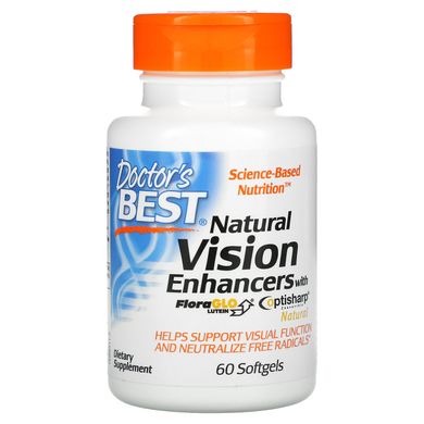 Засіб для покращення зору, з лютеїном, Natural Vision Enhancers with Lutemax, Doctor's Best, 60 м'яких таблеток