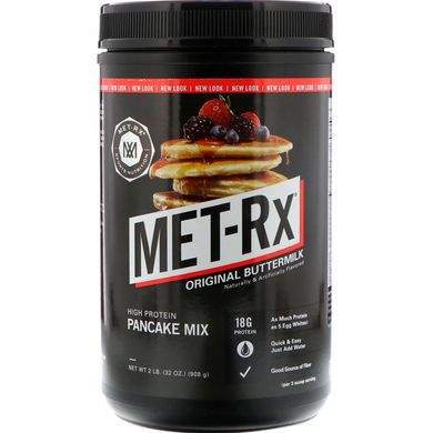 MET-Rx, Суміш для млинців з високим вмістом протеїну, оригінальна пахта, 32 унцій (908 г)