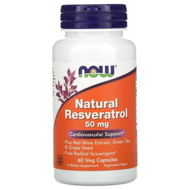 Ресвератол Now Foods (Natural Resveratrol) 50 мг 60 рослинних капсул
