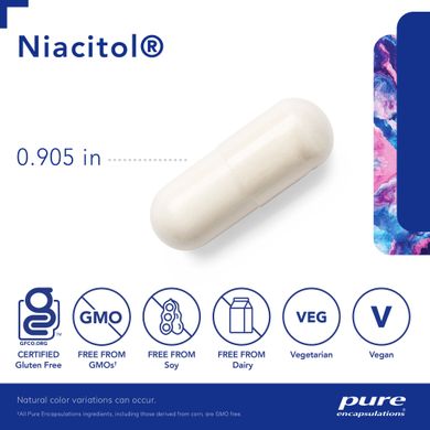 Ниацитол Pure Encapsulations (Niacitol No-Flush Niacin) 500 мг 60 капсул купить в Киеве и Украине
