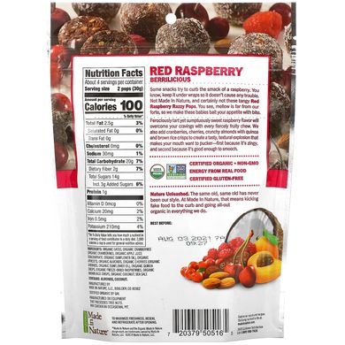 Made in Nature, Razzy Pops, суперснеки с красной малиной, 4,2 унции (119 г) купить в Киеве и Украине