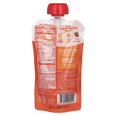 Органічні банани, морква і полуниця, Happy Tot, Super Bellies, Organic Bananas, Carrots & Strawberries, Happy Family Organics, 113 г