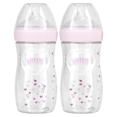 NUK, Детская бутылочка Simply Natural, от 1 месяца, средняя, ​​розовая, 2 бутылочки, 9 унций (270 мл) каждая купить в Киеве и Украине