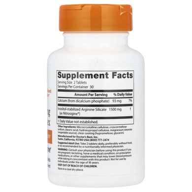 Аргинин с нитросигином Doctor's Best (Fast Acting Arginine Complex with Nitrosigine) 750 мг 60 таблеток купить в Киеве и Украине