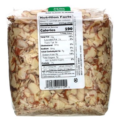 Ломтики сырого миндаля Bergin Fruit and Nut Company (Almonds) 340 г купить в Киеве и Украине