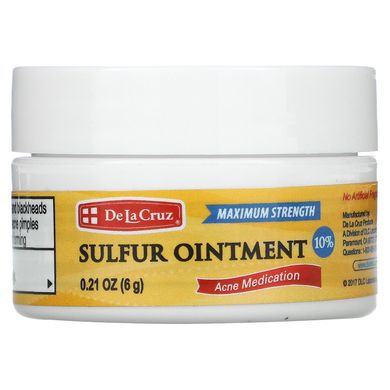 Сірчана мазь засіб проти акне максимальна сила De La Cruz (Acne Treatment Ointment with 10% Sulfur Maximum Strength) 6 г