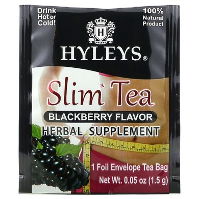Hyleys Tea, Чай для схуднення, ожина, 25 чайних пакетиків у фольгованих конвертах, 1,32 унції (37,5 г)