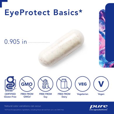 Витамины для защиты глаз без цинка Pure Encapsulations (EyeProtect Basics w/o Zinc) 60 капсул купить в Киеве и Украине