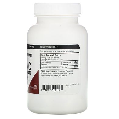 Піколінат цинку, Kirkman Labs, 25 мг, 150 капсул