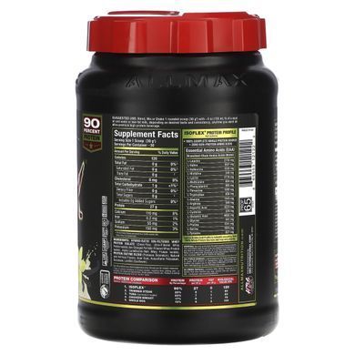 Isoflex, 100% ultra-pure whey protein isolate (WPI with ion-charged filtration), vanilla, ALLMAX Nutrition, 907 g.