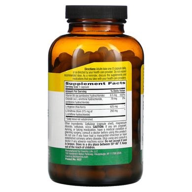 L-аргінін і L-орнітину гідрохлориду в капсулах, Country Life, 1000 мг, 180 капсул