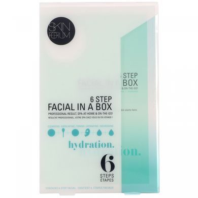 6 кроків для догляду за обличчям, в коробці, зволоження, 6 Step Facial In A Box, SFGlow, 1 набір