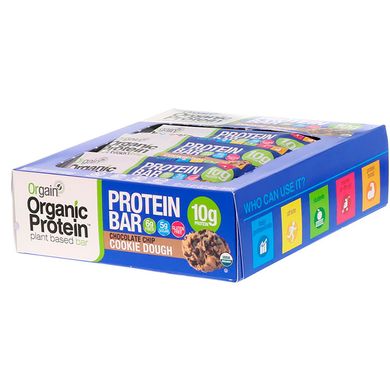 Органічний протеїновий батончик на рослинній основі, шоколадне тісто для печива, Orgain, 12 батончиків, 40 г (1,41 унції)