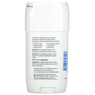 Vanicream, Дезодорант для чутливої ​​шкіри, без алюмінію, без ароматів, 2 унції (57 г)