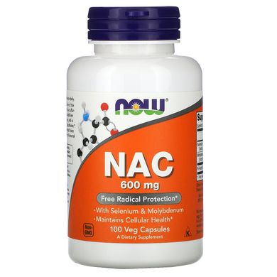 Ацетилцистеїн Now Foods (NAC) 600 мг 100 рослинних капсул