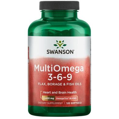 MultiOmeгa 3-6-9 (Flax, Boraгe, Fish), Swanson, 120 капсул