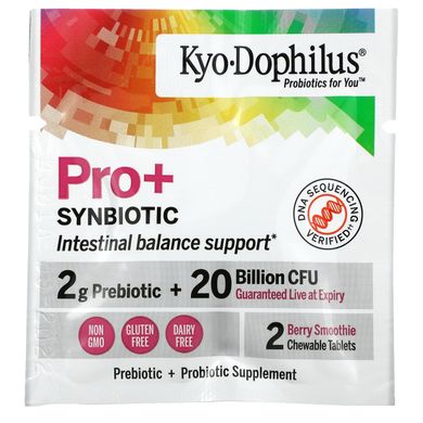 Kyolic, Kyo-Dophilus, Pro+ Synbiotic, 20 мільярдів КУО, ягідний смузі, 50 жувальних таблеток