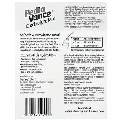 Natures One, PediaVance, electrolyte mix, active apple, 10 liquid sticks at 0.34 fluid ounces (10 ml) each