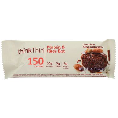 Протеїнові батончики, шоколадно-мигдальне тістечко, ThinkThin, 10 батончиків, 1,41 унції (40 г) кожен