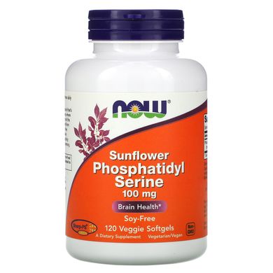 Фосфатидилсерин Now Foods (Sunflower Phosphatidyl Serine) 100 мг 120 вегетаріанських капсул
