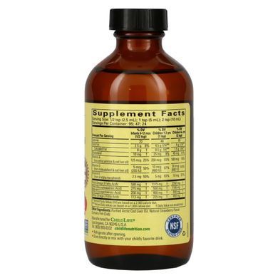 Жир печінки тріски ChildLife (Cod Liver Oil) 1225 мг 237 мл з полуничним смаком