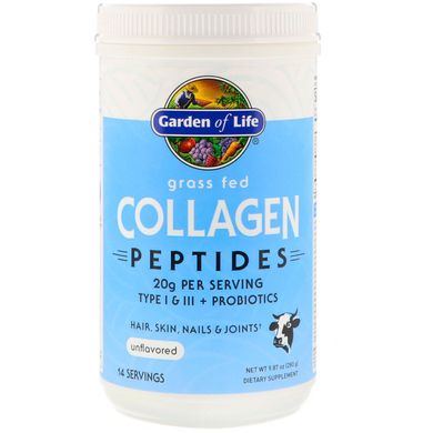 Пептиди з колагену з м'яса тварин трав'яного відгодівлі, без ароматизаторів, Garden of Life, 9,87 унції (280 г)