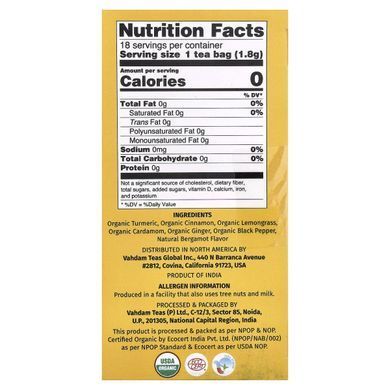 VAHDAM India, Infusions, Herbal Tea, Turmeric Citrus Ginger, Caffeine Free, 18 Infusion Bags, 1.14 oz (32.4 g)