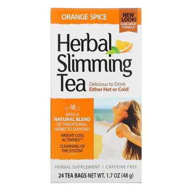 Рослинний чай для схуднення 21st Century (Herbal Slimming Tea) 24 пакетика зі смаком апельсина