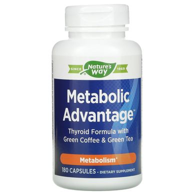 Metabolic Advantage, формула для щитовидної залози з зеленою кавою і зеленим чаєм, метаболізм, Enzymatic Therapy, 180 капсул