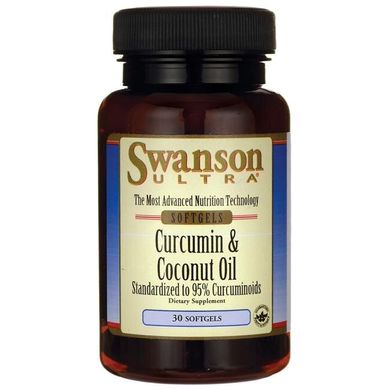 Куркумін та кокосова олія Swanson (Curcumin & Coconut Oil) 30 капсул