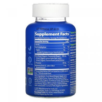 Fruily, Herbal Melatonin for Sleep, Fruit Cocktail, 50 Chewable Gummies