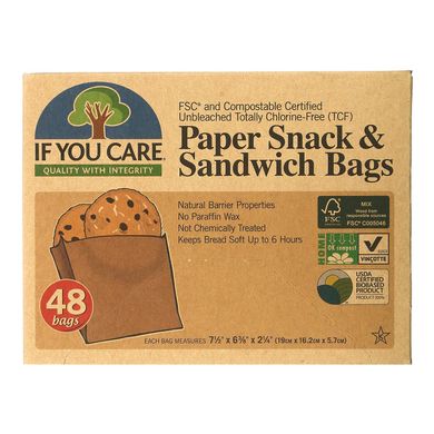 If You Care, Паперові пакети для закусок та сендвічів, 48 пакетів