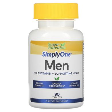 SimplyOne, потужні полівітаміни потрійної дії для чоловіків, Super Nutrition, 90 таблеток