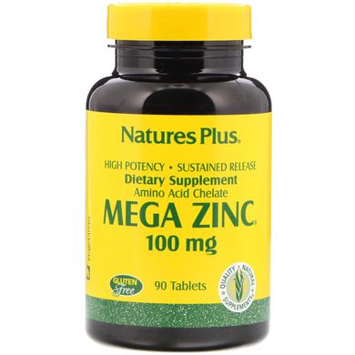 Мега цинк, Nature's Plus, 100 мг, 90 таблеток